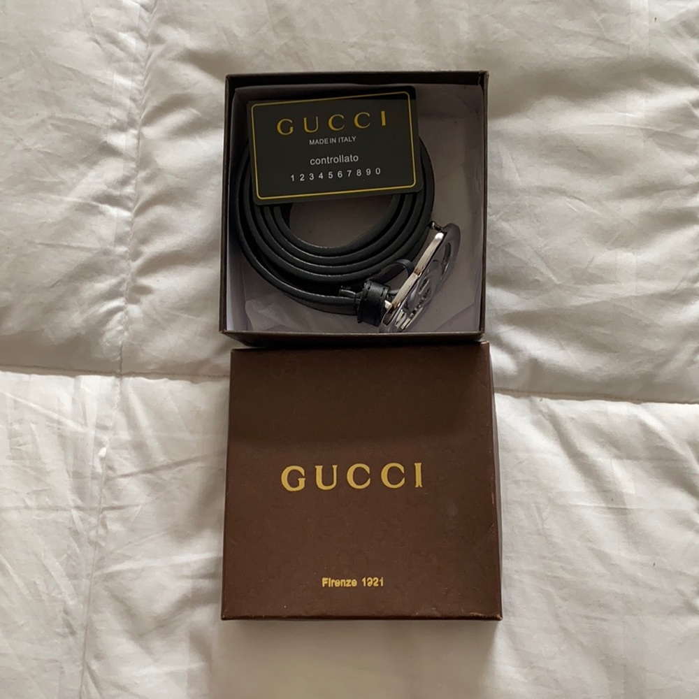 Silver Gucci belt